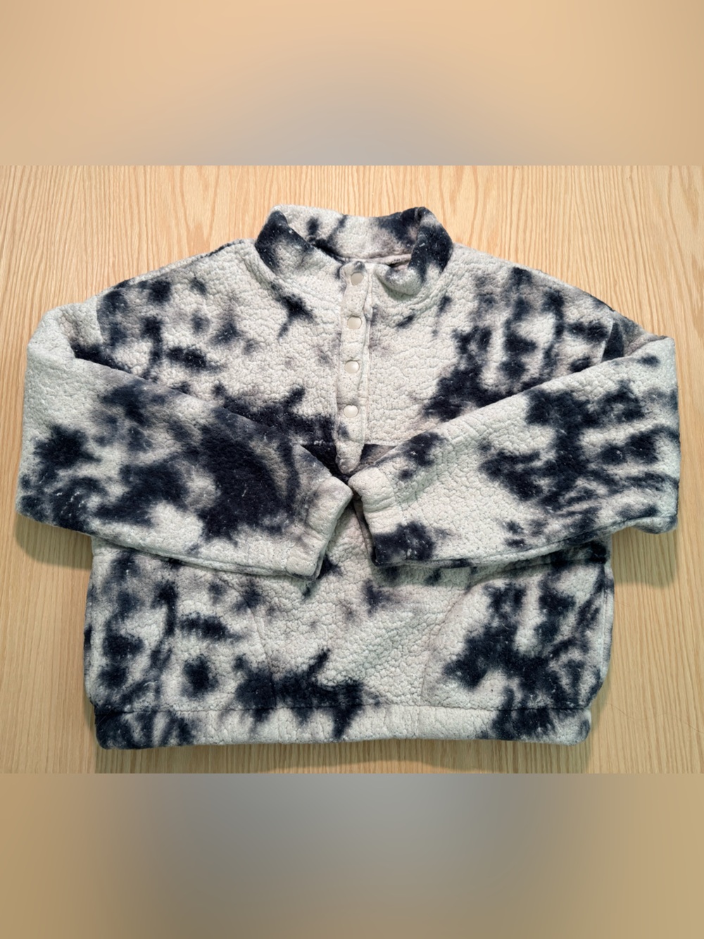 wild fable Black & White Tie-Dye Sherpa Puffer Jacket